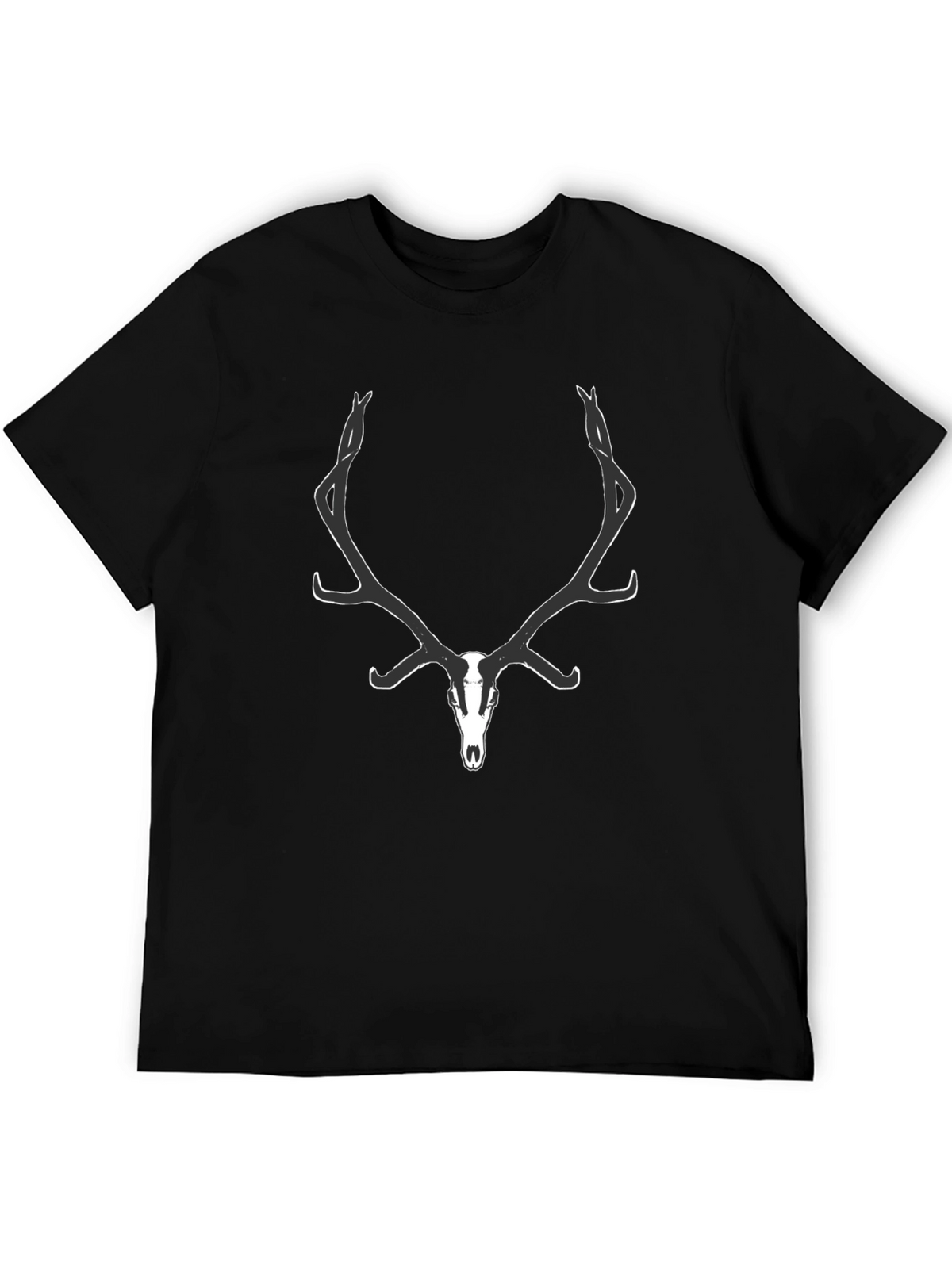 Mens Black Deer Skull Graphic Tee