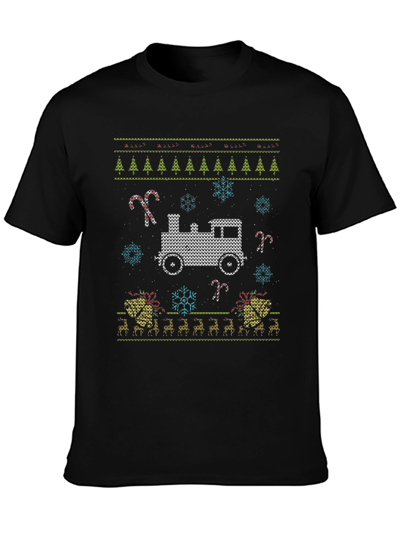 Christmas Train Knitted Style T-Shirt