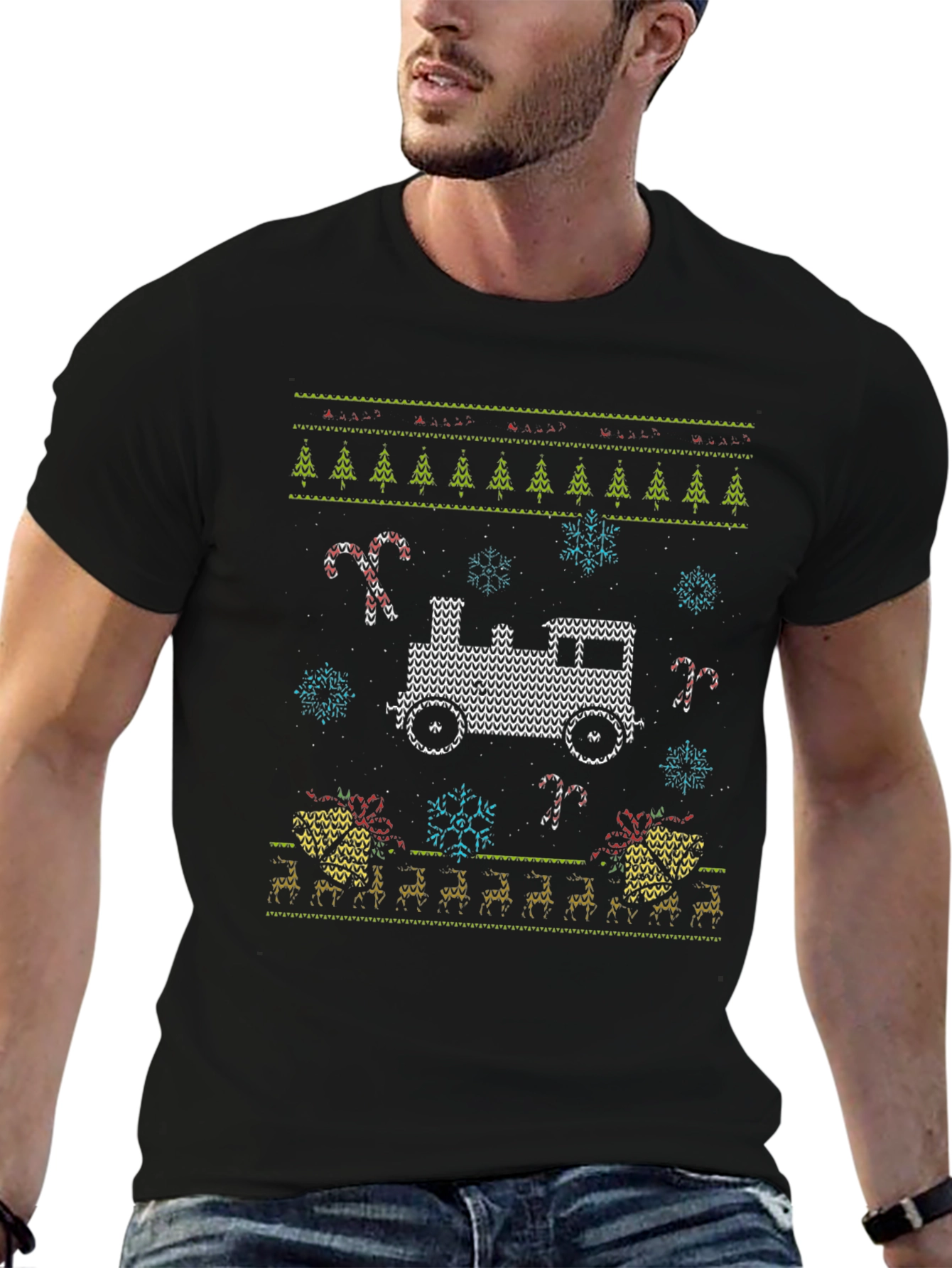 Christmas Train Knitted Style T-Shirt