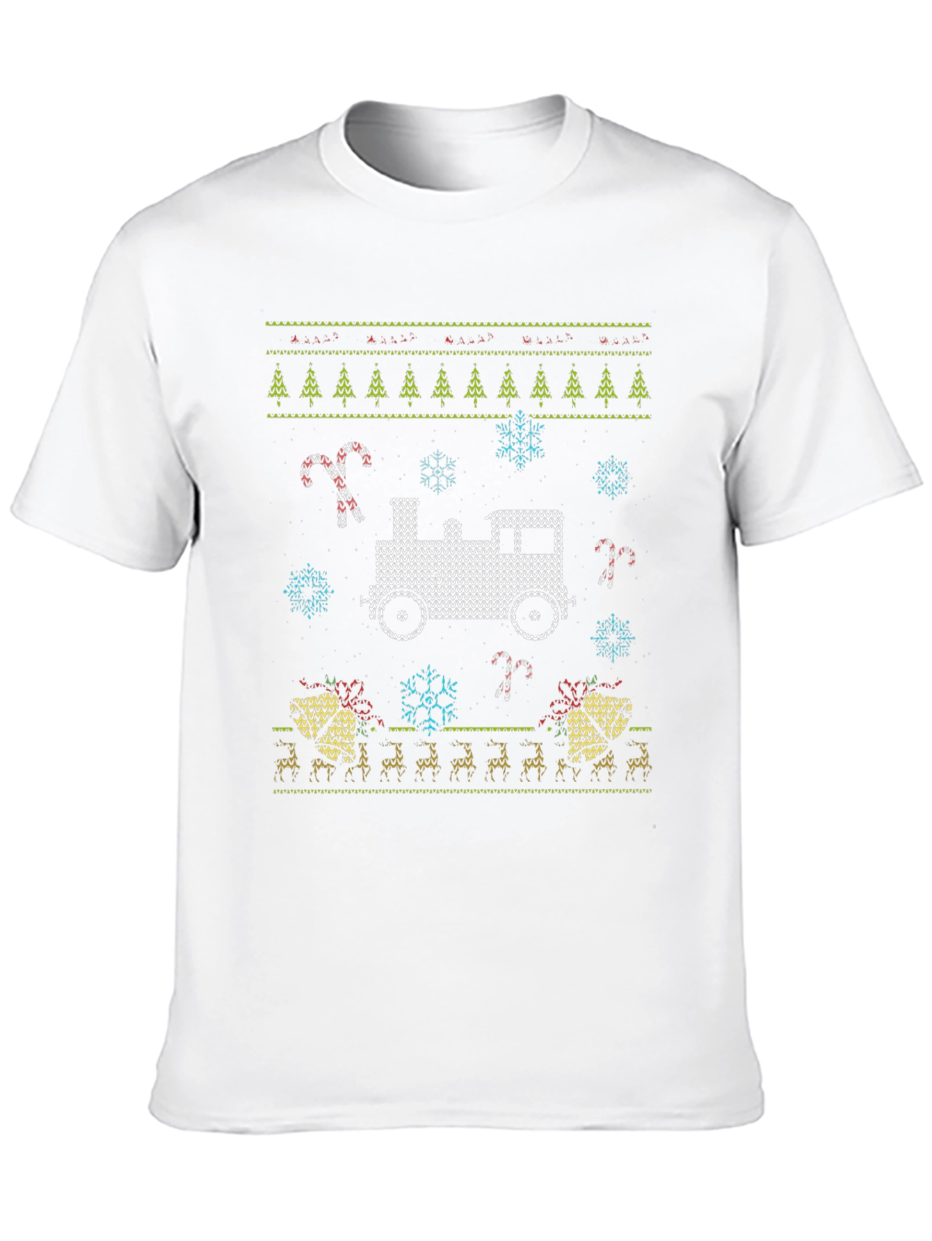 Christmas Train Knitted Style T-Shirt
