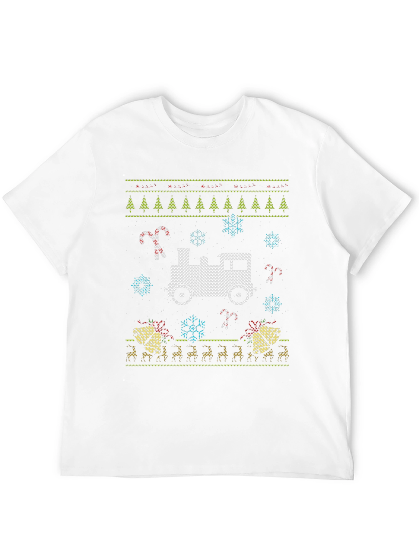 Christmas Train Knitted Style T-Shirt