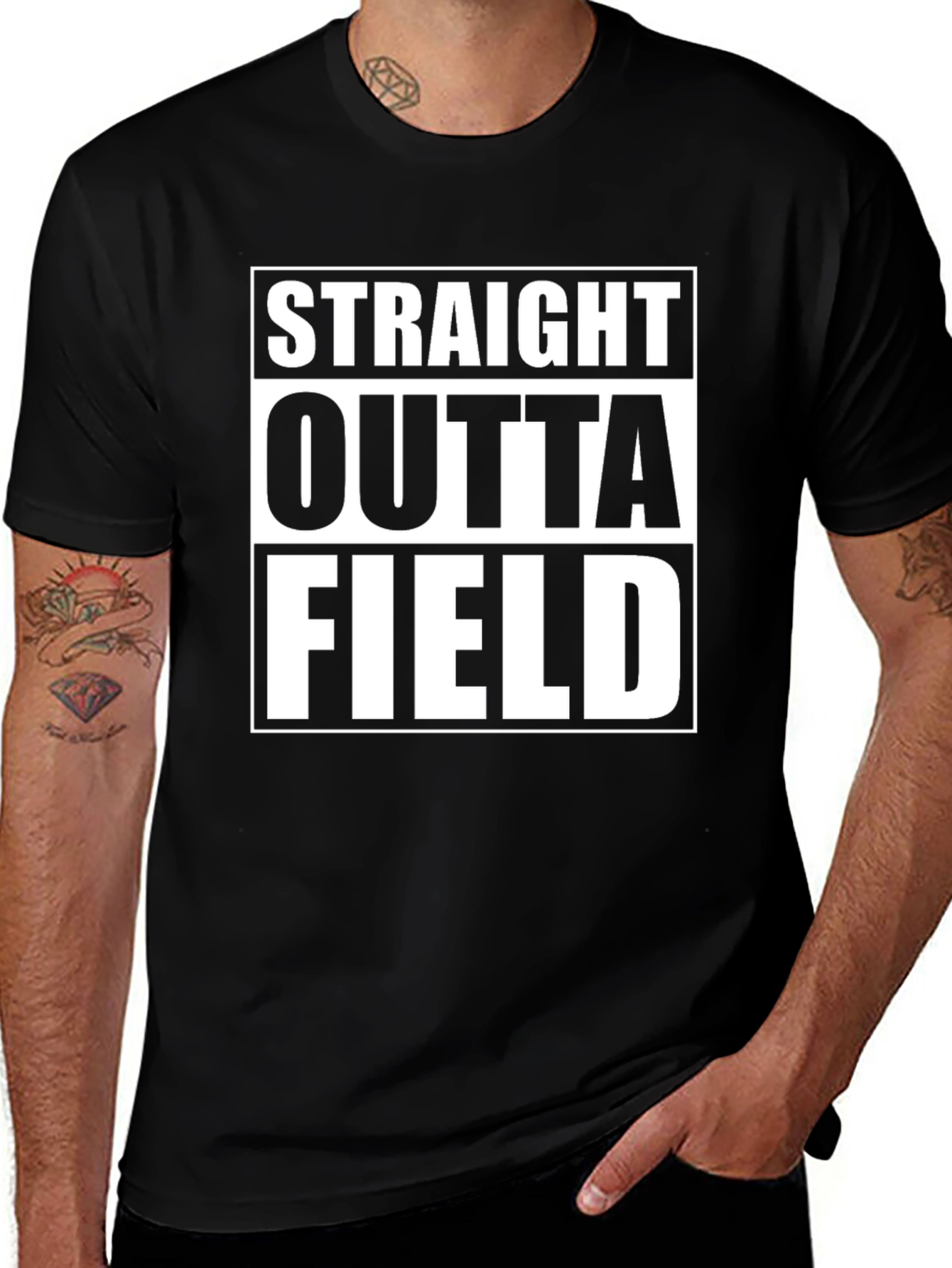 Straight Outta Field T-Shirt - Black Graphic Tee