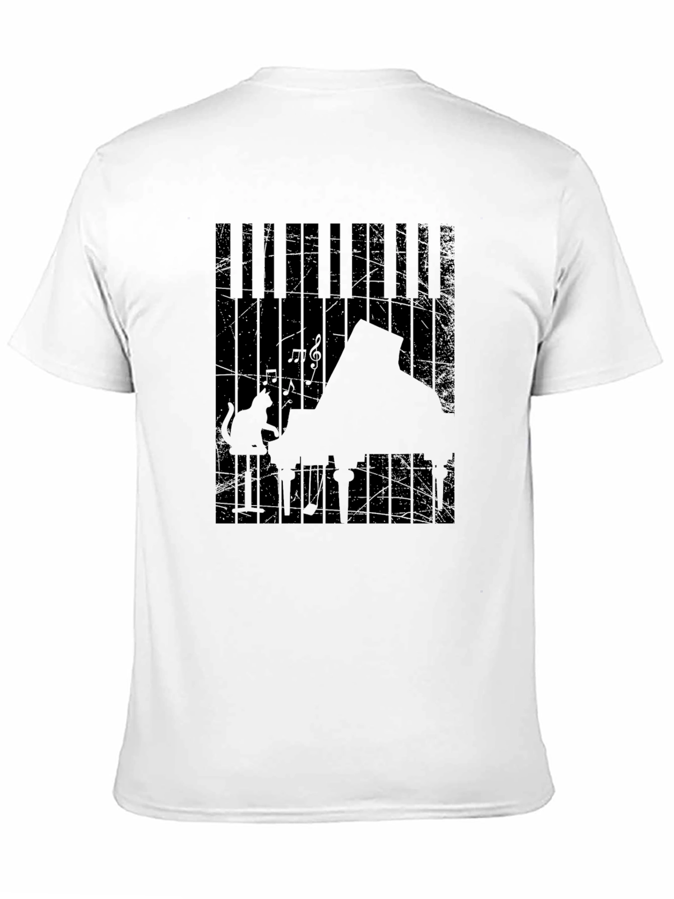 Piano Cat Graphic Tee - Music Lover T-Shirt