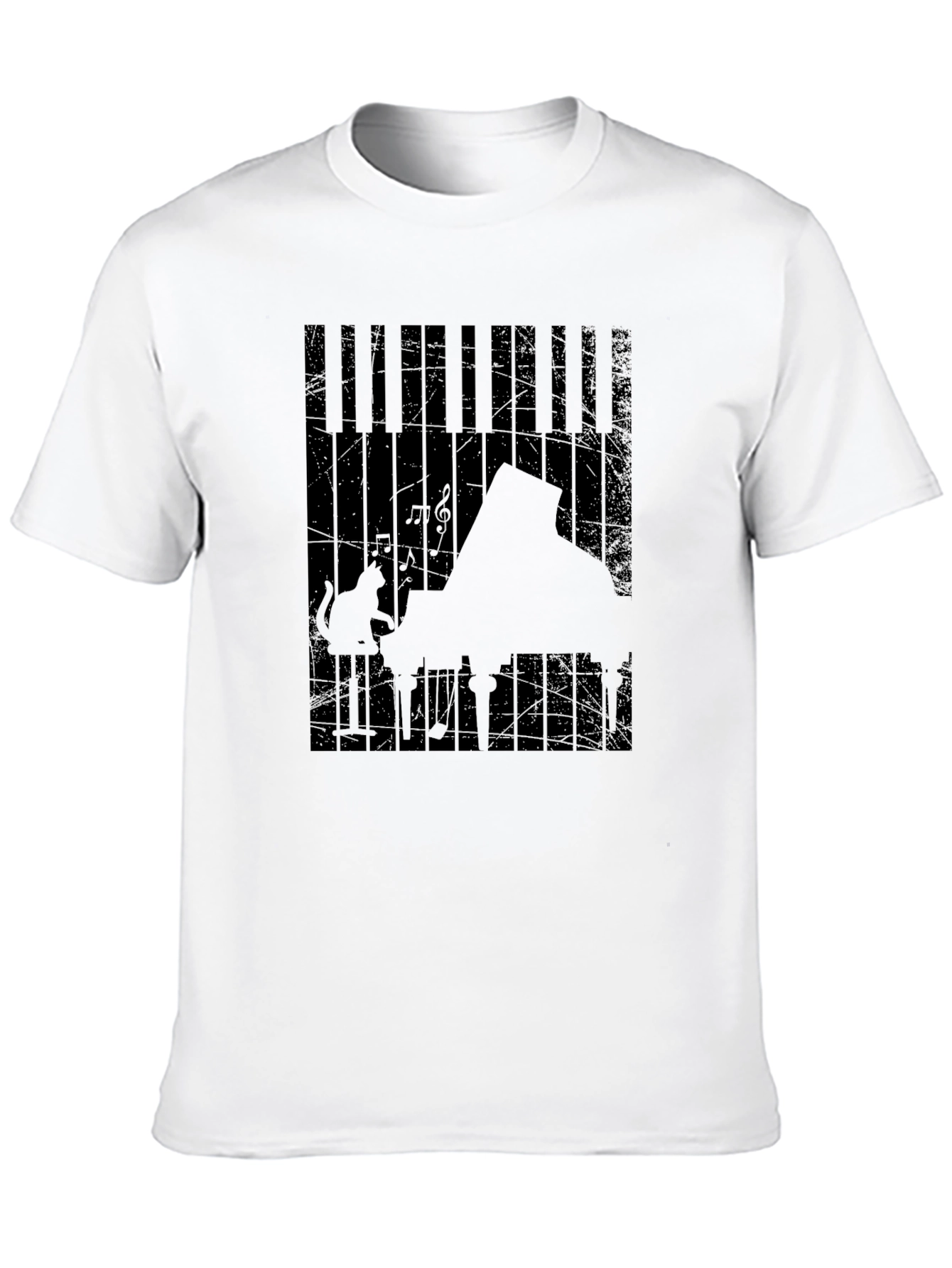 Piano Cat Graphic Tee - Music Lover T-Shirt