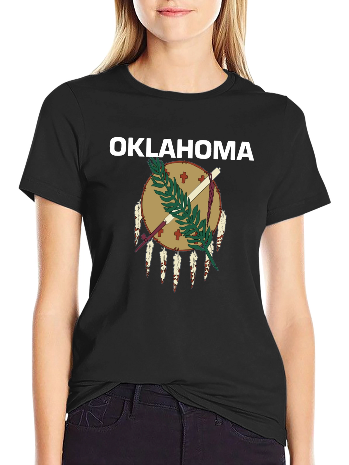 Oklahoma Flag Graphic Black T-Shirt