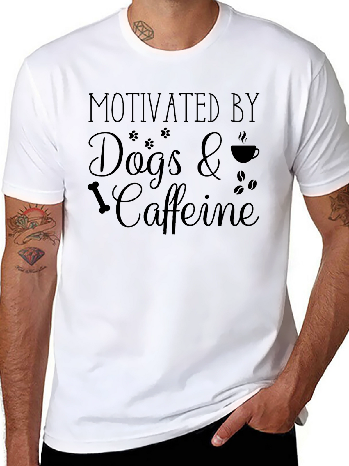 Motivated by Dogs & Caffeine Black T-Shirt