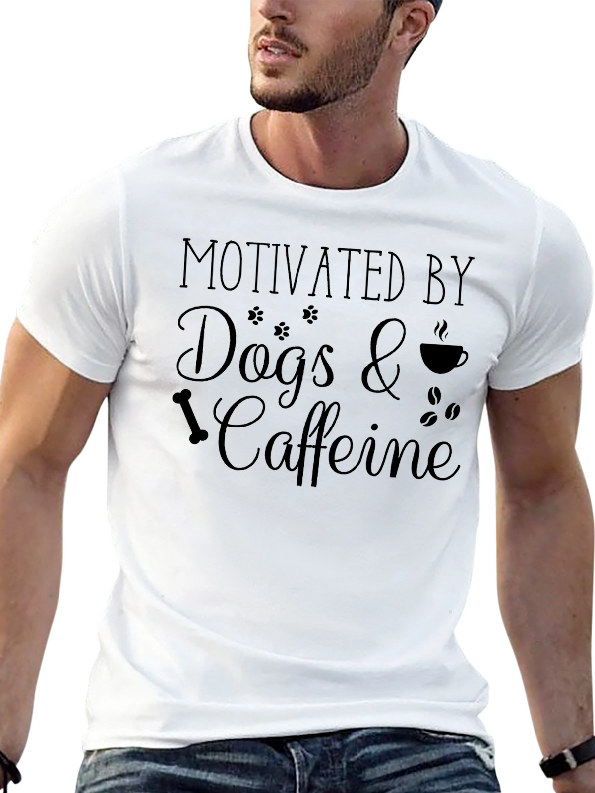 Motivated by Dogs & Caffeine Black T-Shirt
