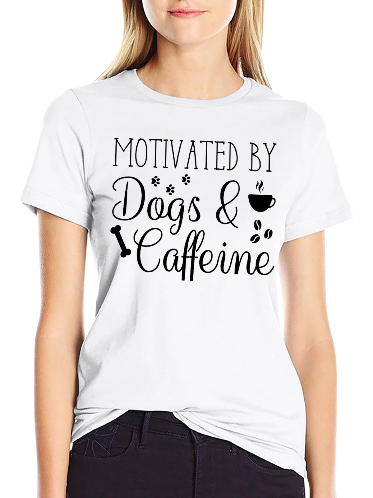 Motivated by Dogs & Caffeine Black T-Shirt