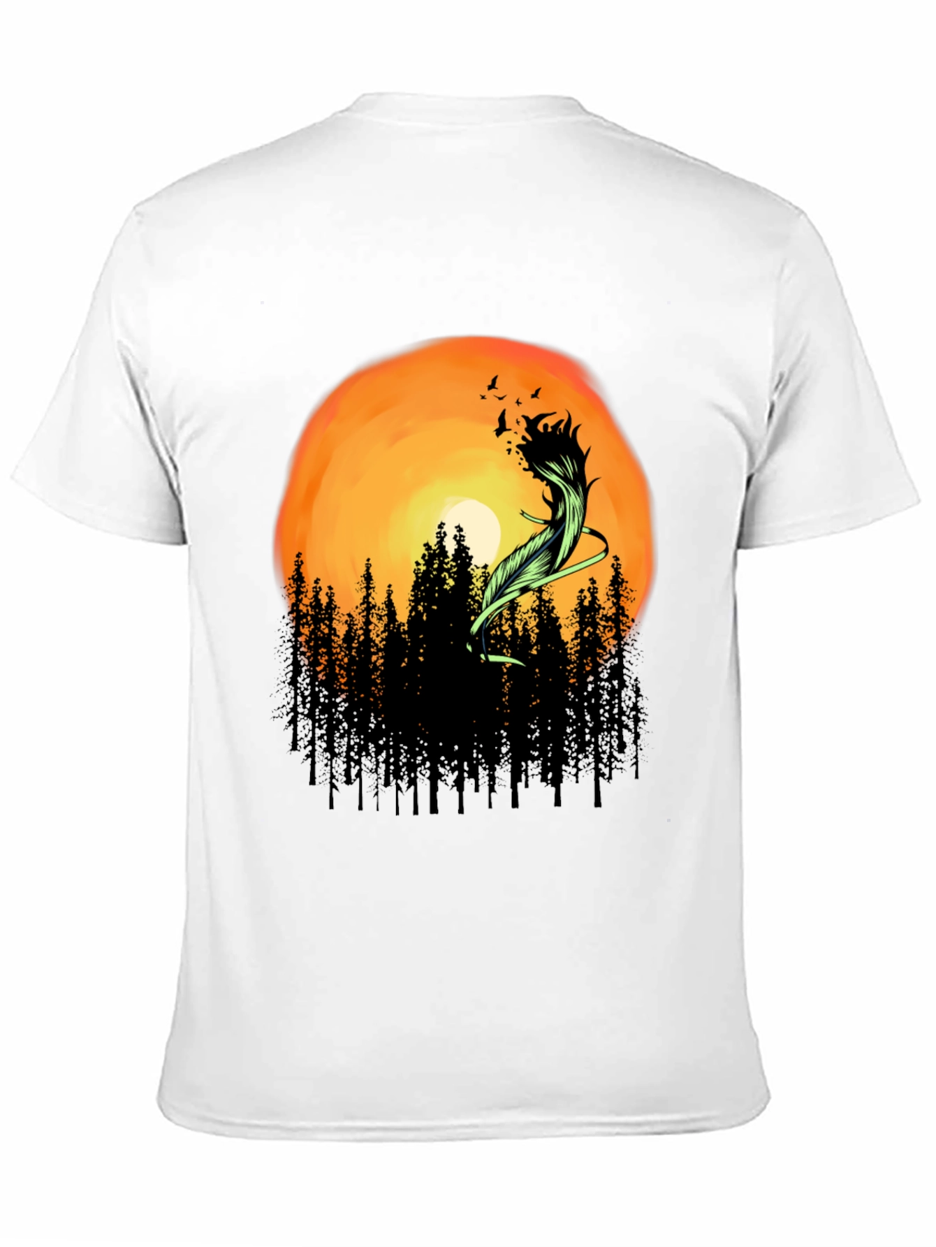 Sunset Forest Feather Graphic T-Shirt