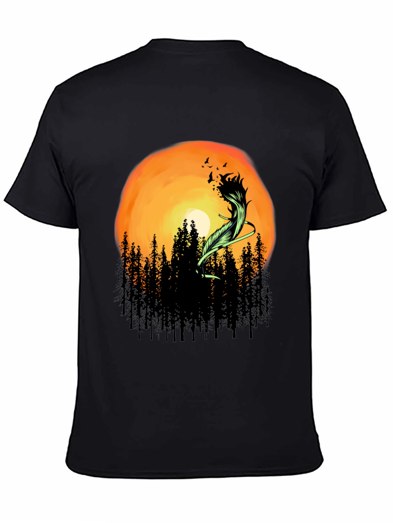 Sunset Forest Feather Graphic T-Shirt