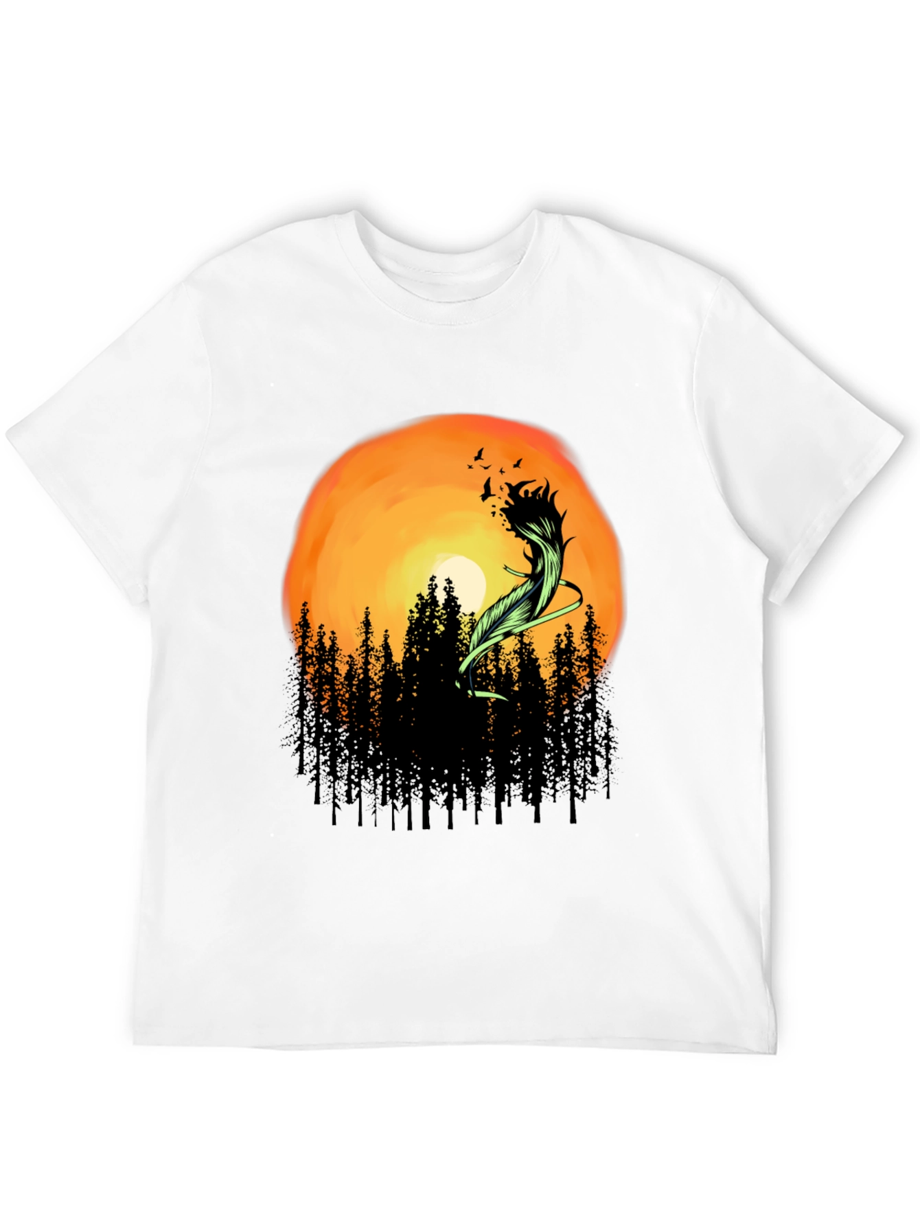 Sunset Forest Feather Graphic T-Shirt