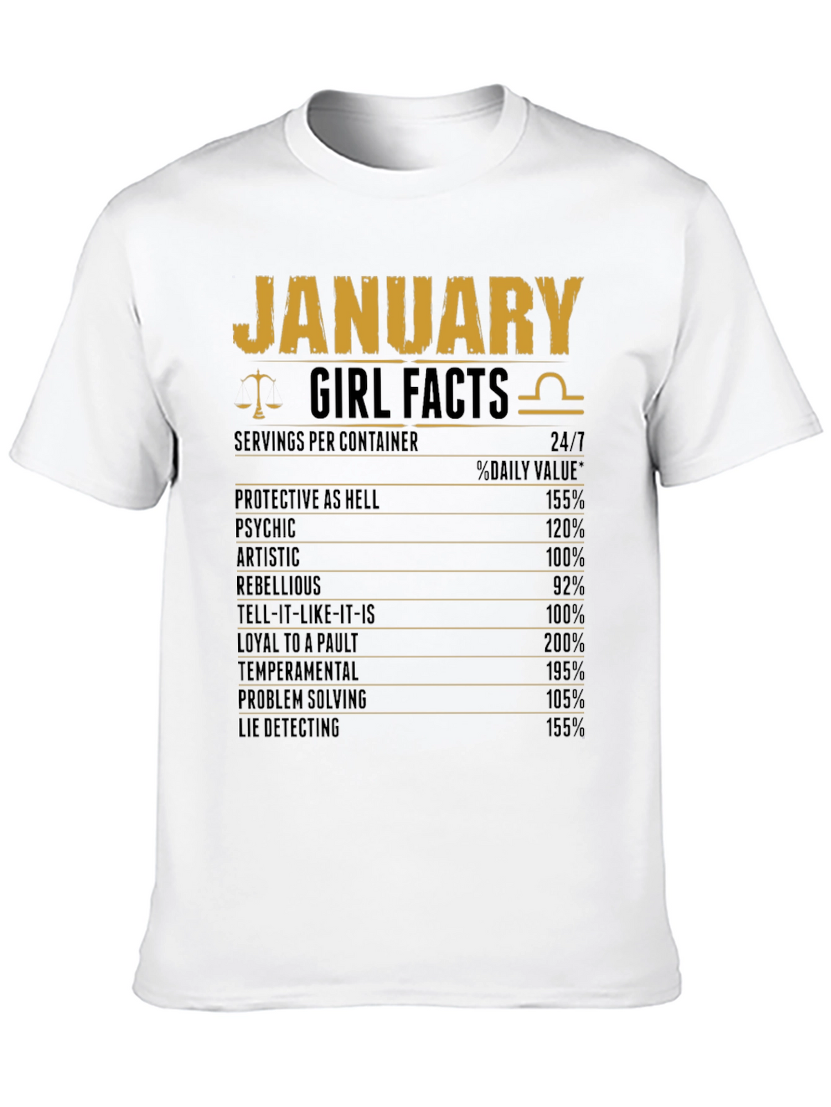 January Girl Facts Zodiac T-Shirt