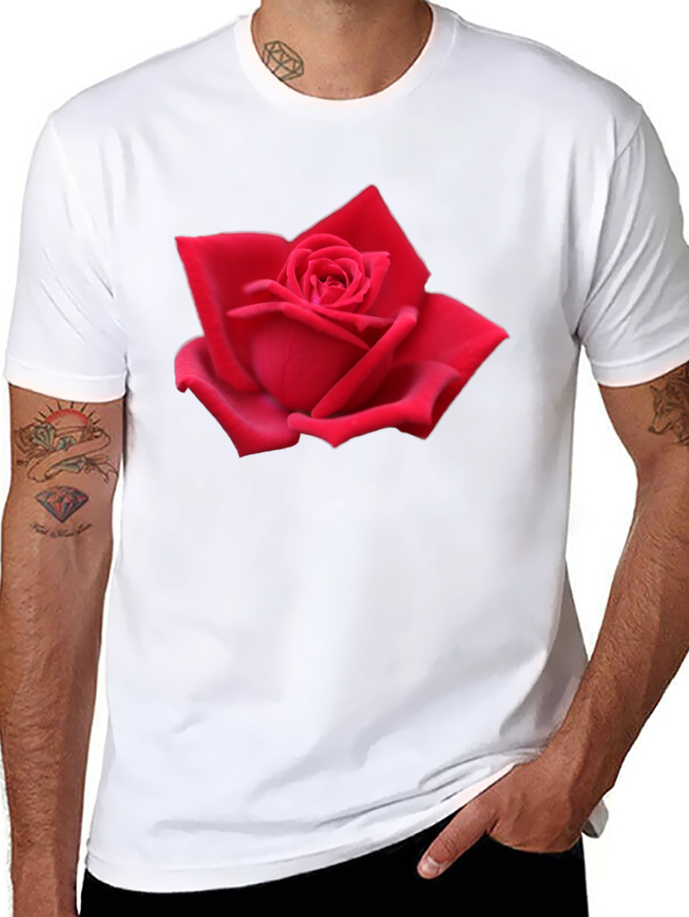 Red Rose Graphic Black T-Shirt