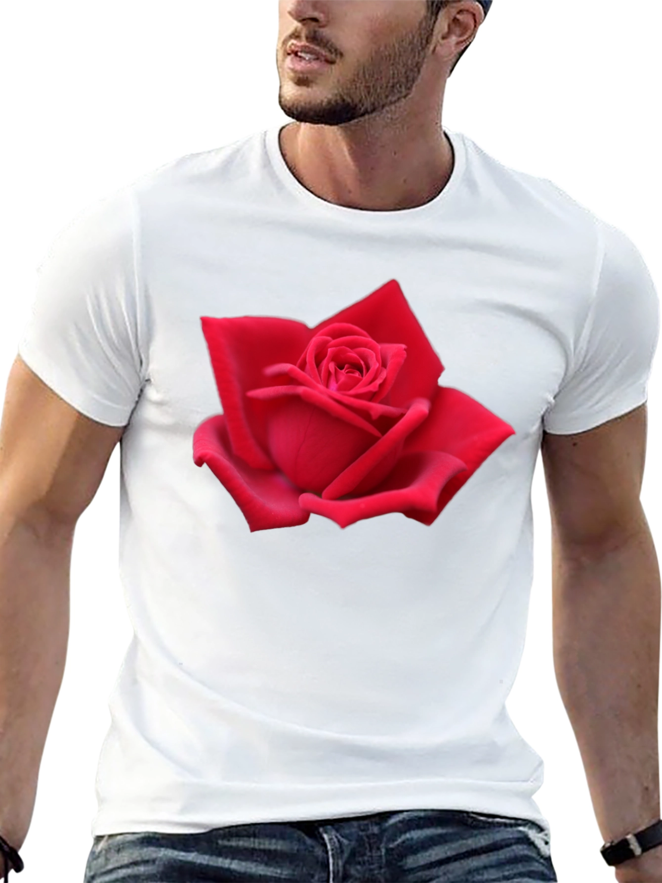 Red Rose Graphic Black T-Shirt