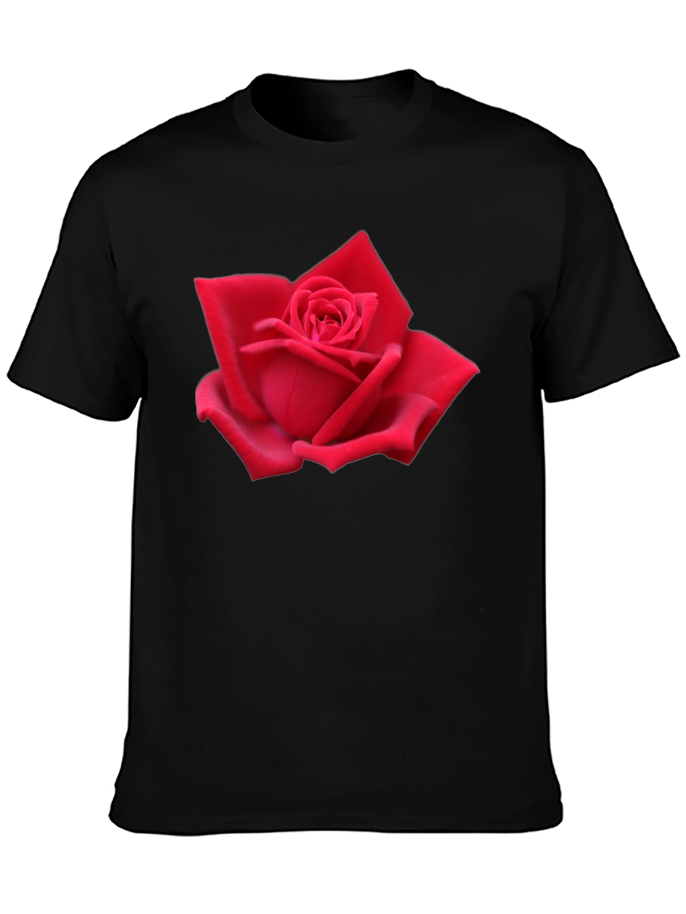 Red Rose Graphic Black T-Shirt
