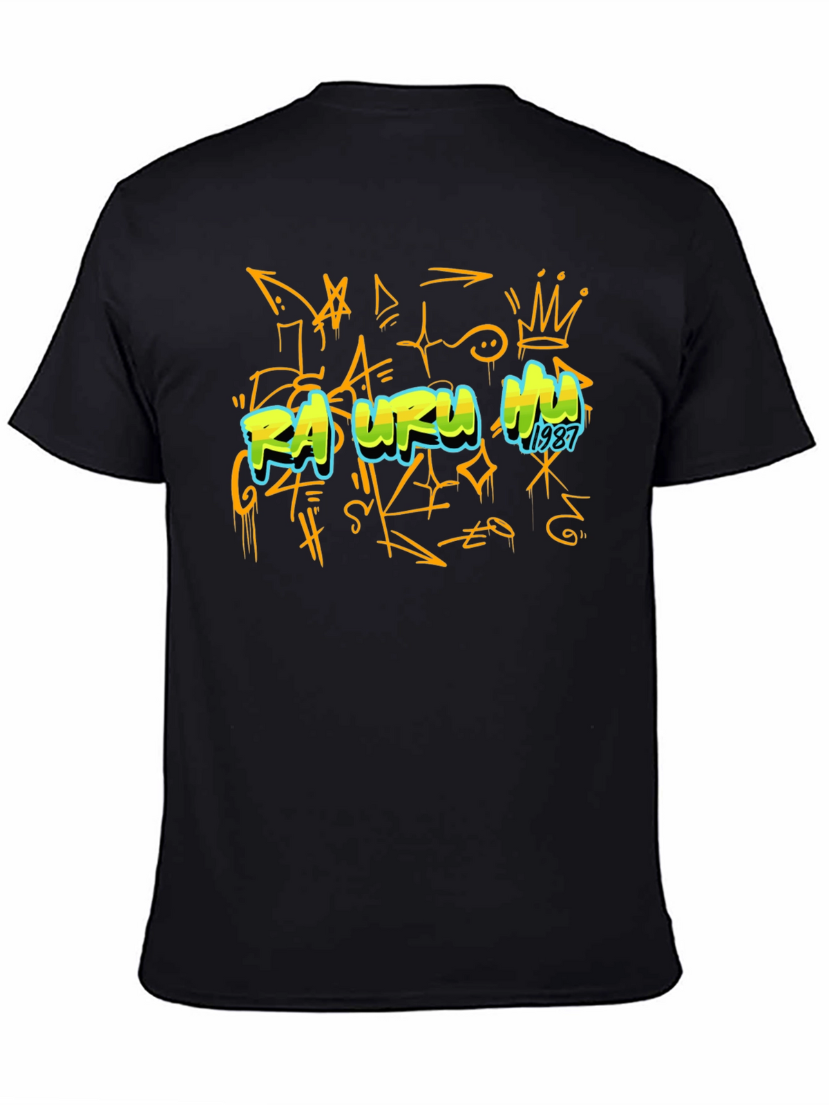 Graffiti Art Black T-Shirt - Rasuru Hu 1987