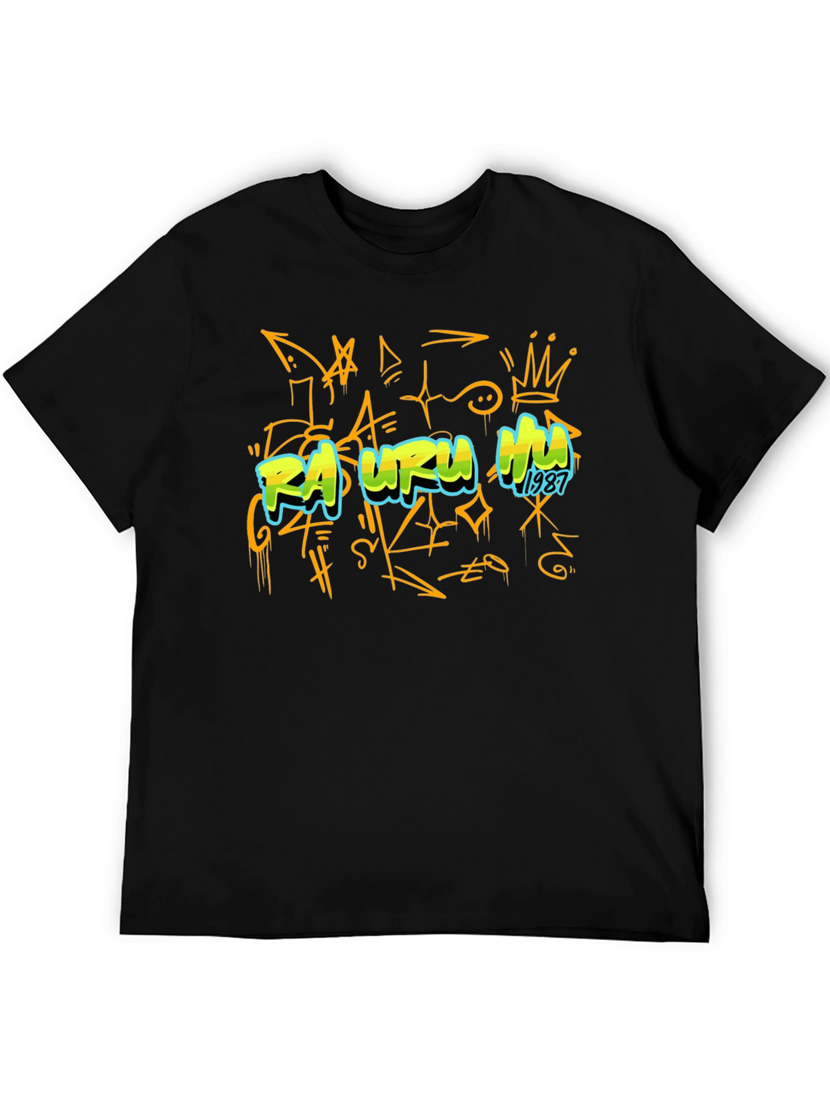 Graffiti Art Black T-Shirt - Rasuru Hu 1987