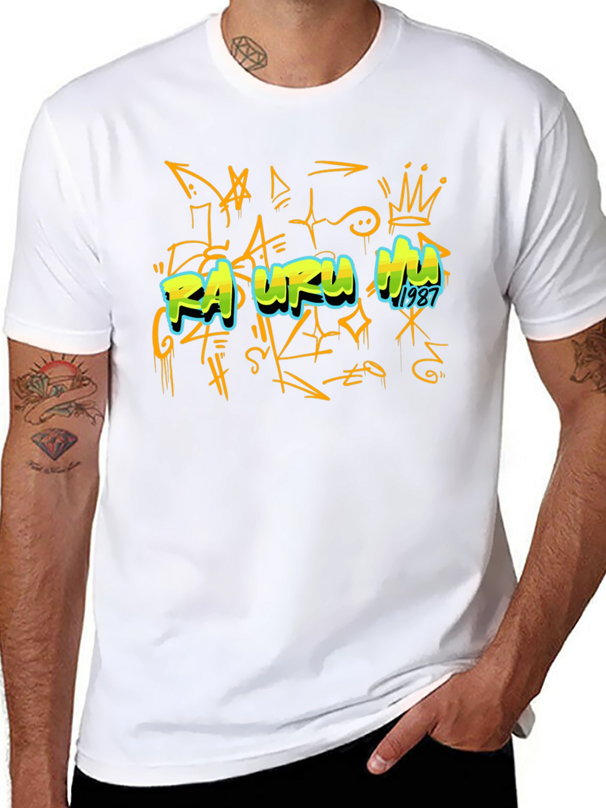 Graffiti Art Black T-Shirt - Rasuru Hu 1987