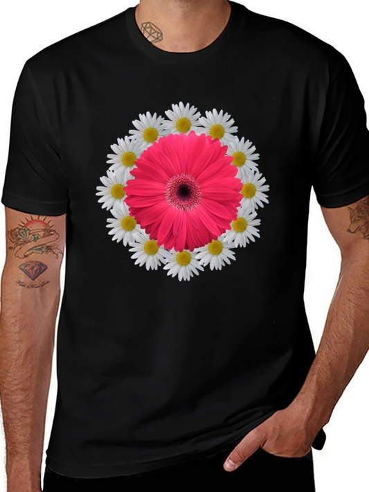 Floral Graphic Tee - Daisy and Gerbera Flower Design