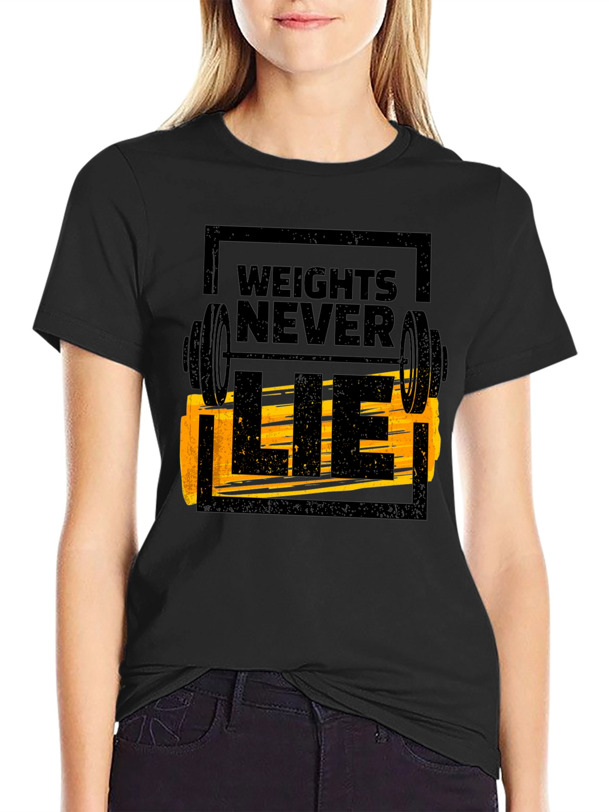 Weights Never Lie Black Graphic T-Shirt