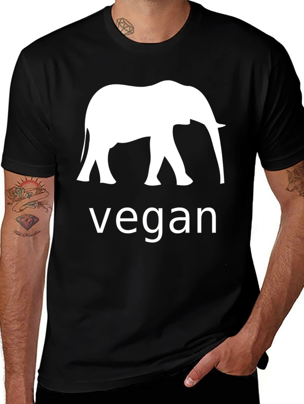 Vegan Elephant Graphic Black T-Shirt