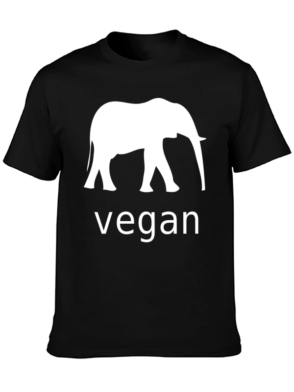 Vegan Elephant Graphic Black T-Shirt
