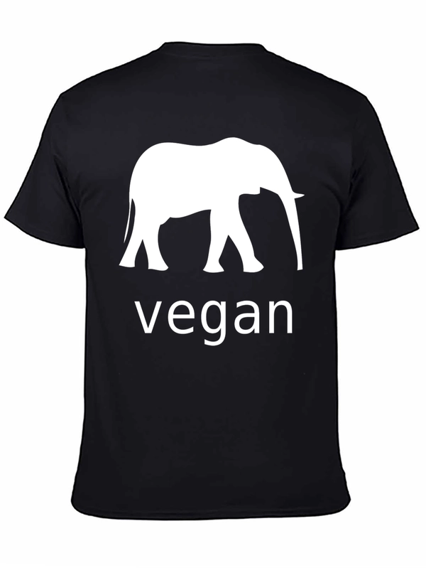 Vegan Elephant Graphic Black T-Shirt