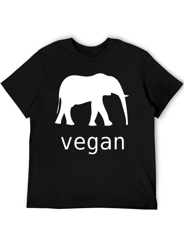 Vegan Elephant Graphic Black T-Shirt