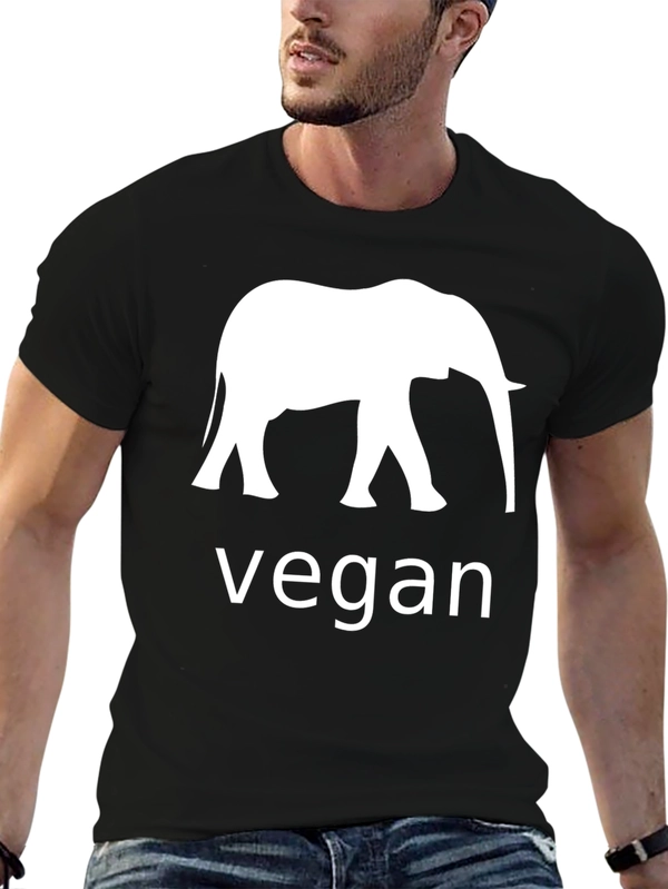 Vegan Elephant Graphic Black T-Shirt