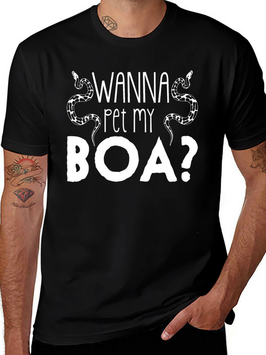 Wanna Pet My Boa? Graphic Tee - Funny Snake T-Shirt