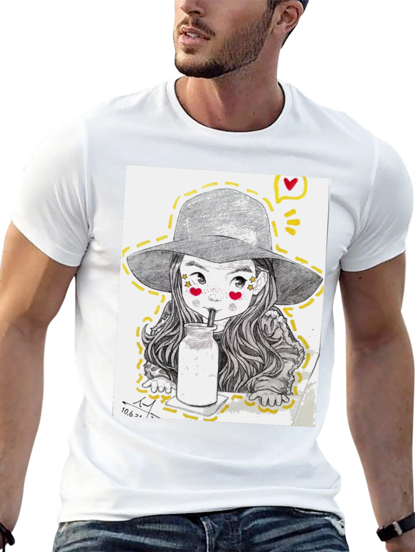 Charming Sketch Style Graphic Tee