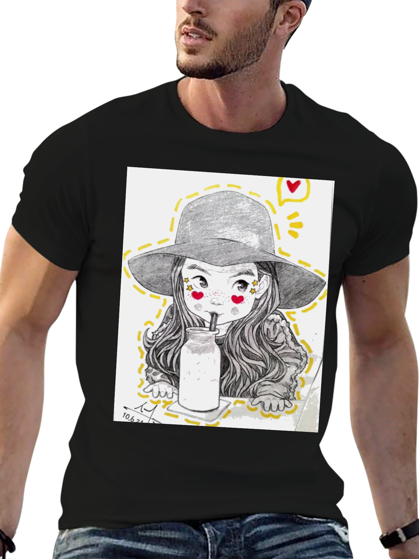 Charming Sketch Style Graphic Tee
