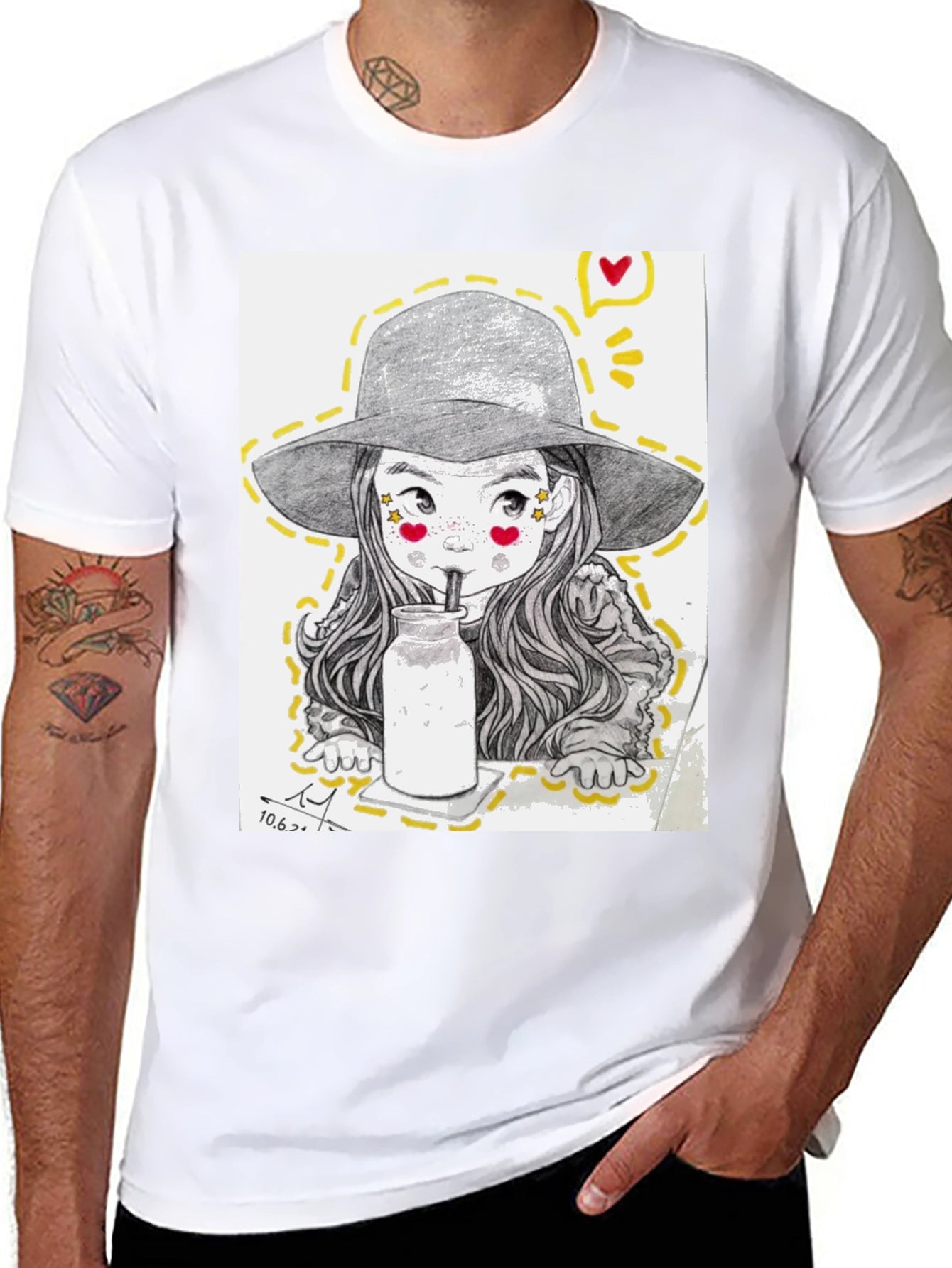 Charming Sketch Style Graphic Tee