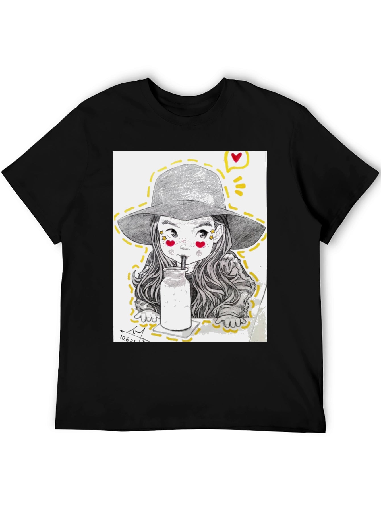 Charming Sketch Style Graphic Tee