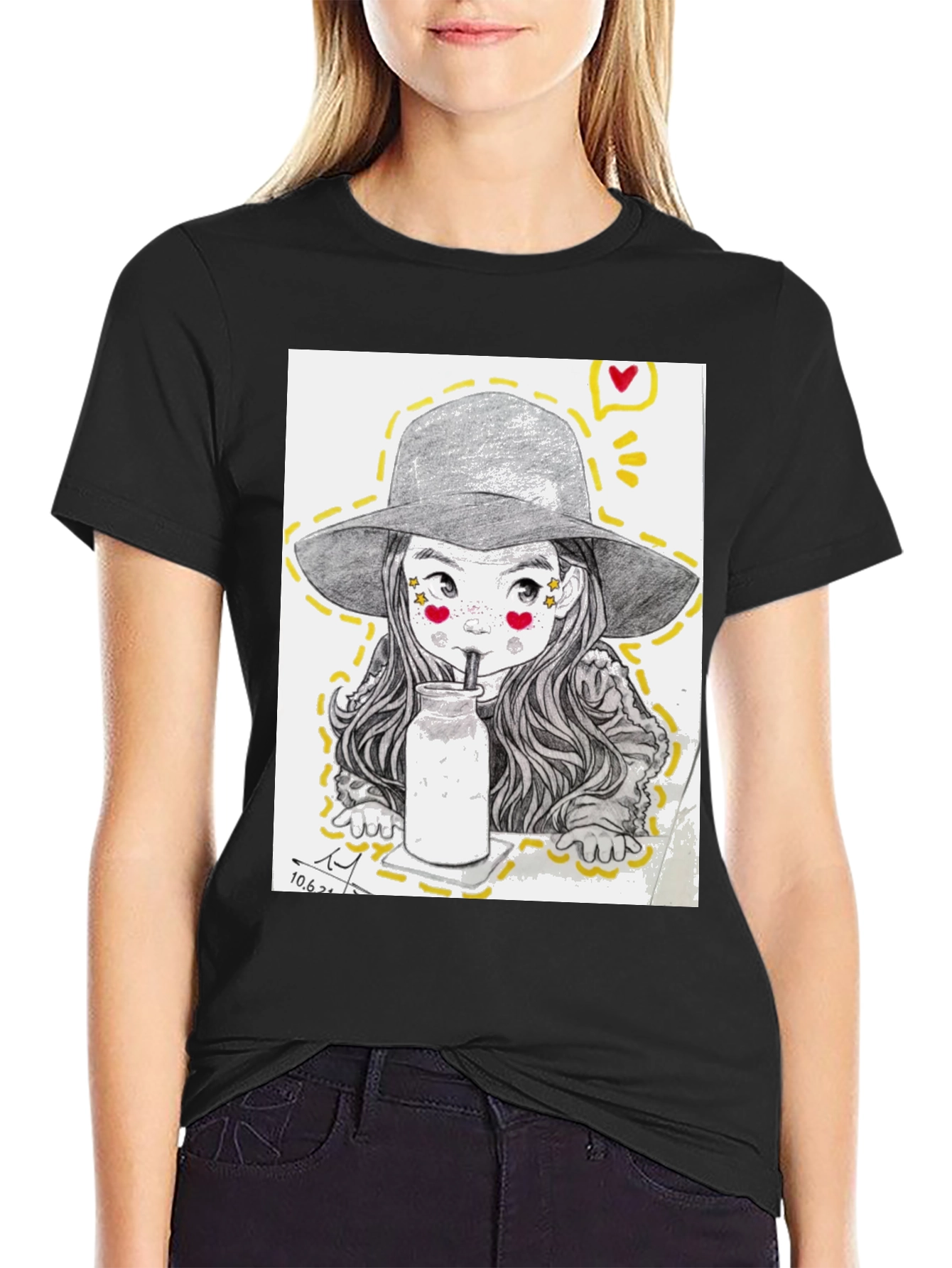 Charming Sketch Style Graphic Tee