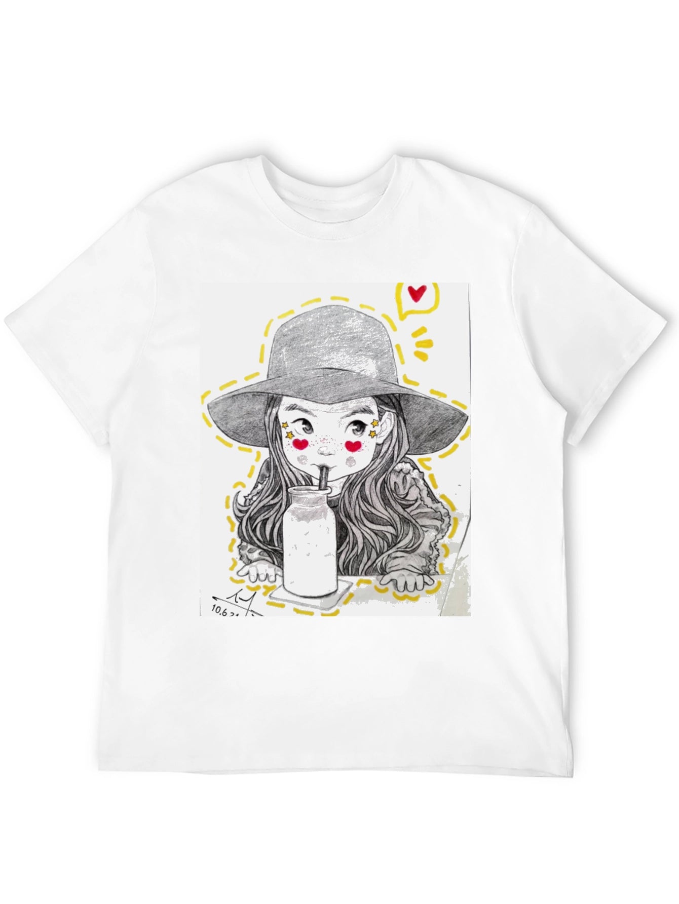 Charming Sketch Style Graphic Tee