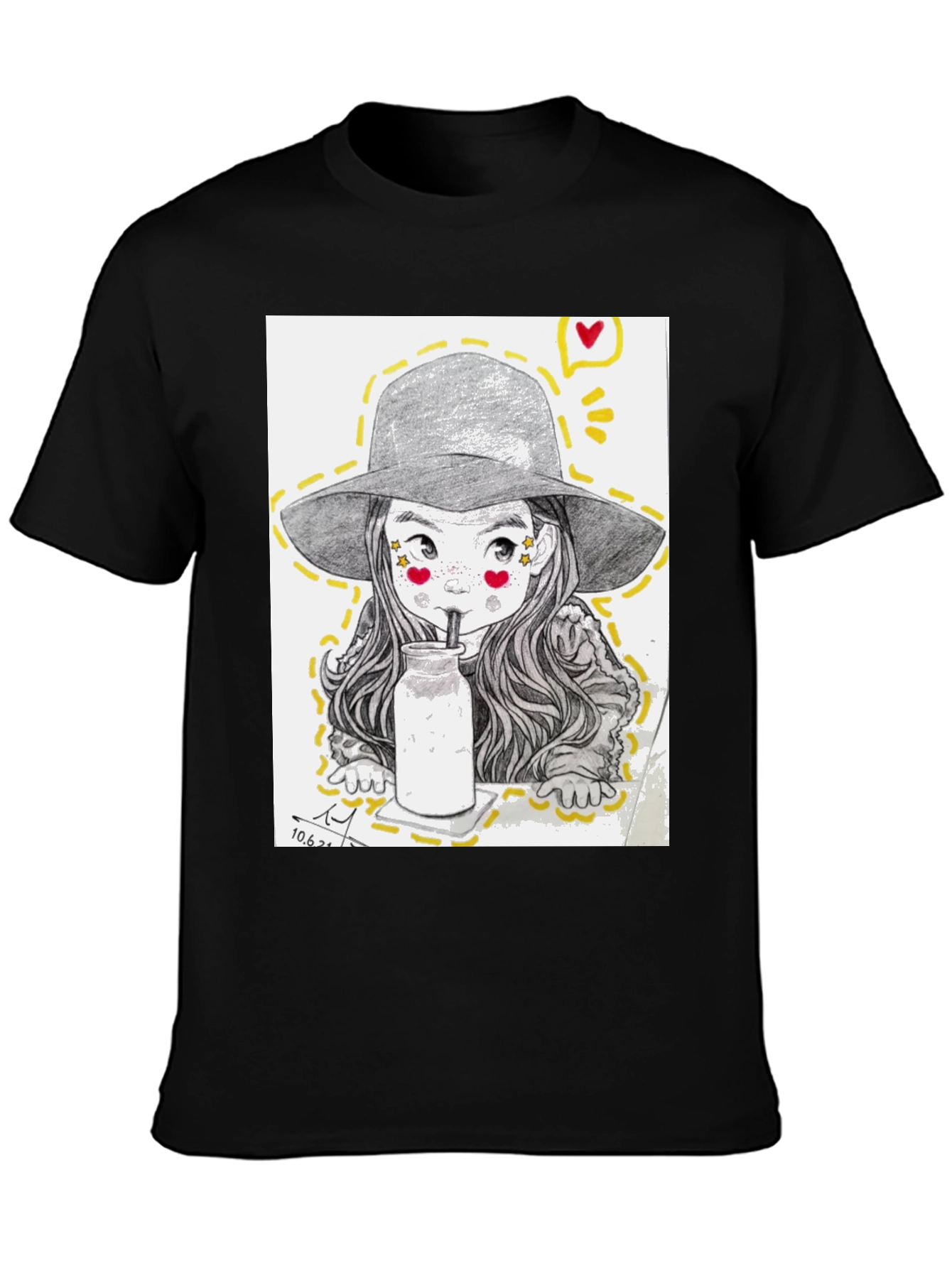 Charming Sketch Style Graphic Tee