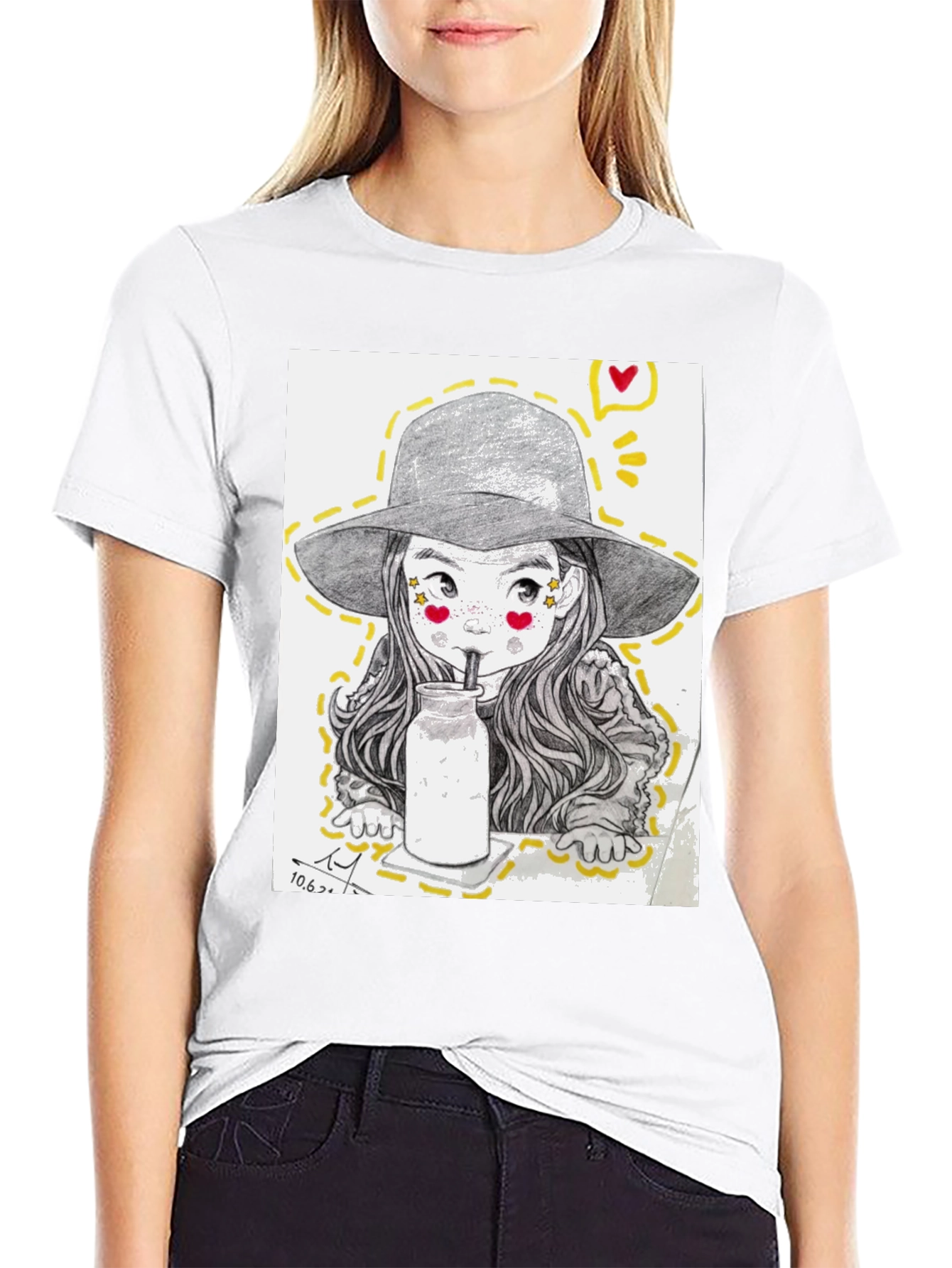 Charming Sketch Style Graphic Tee