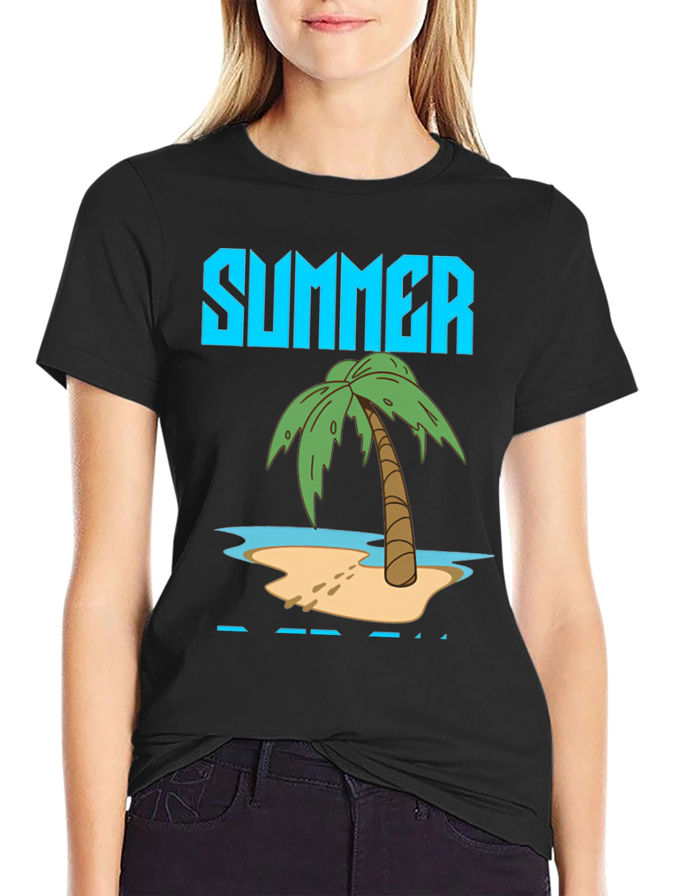 Summer Beach T-Shirt Black Cotton
