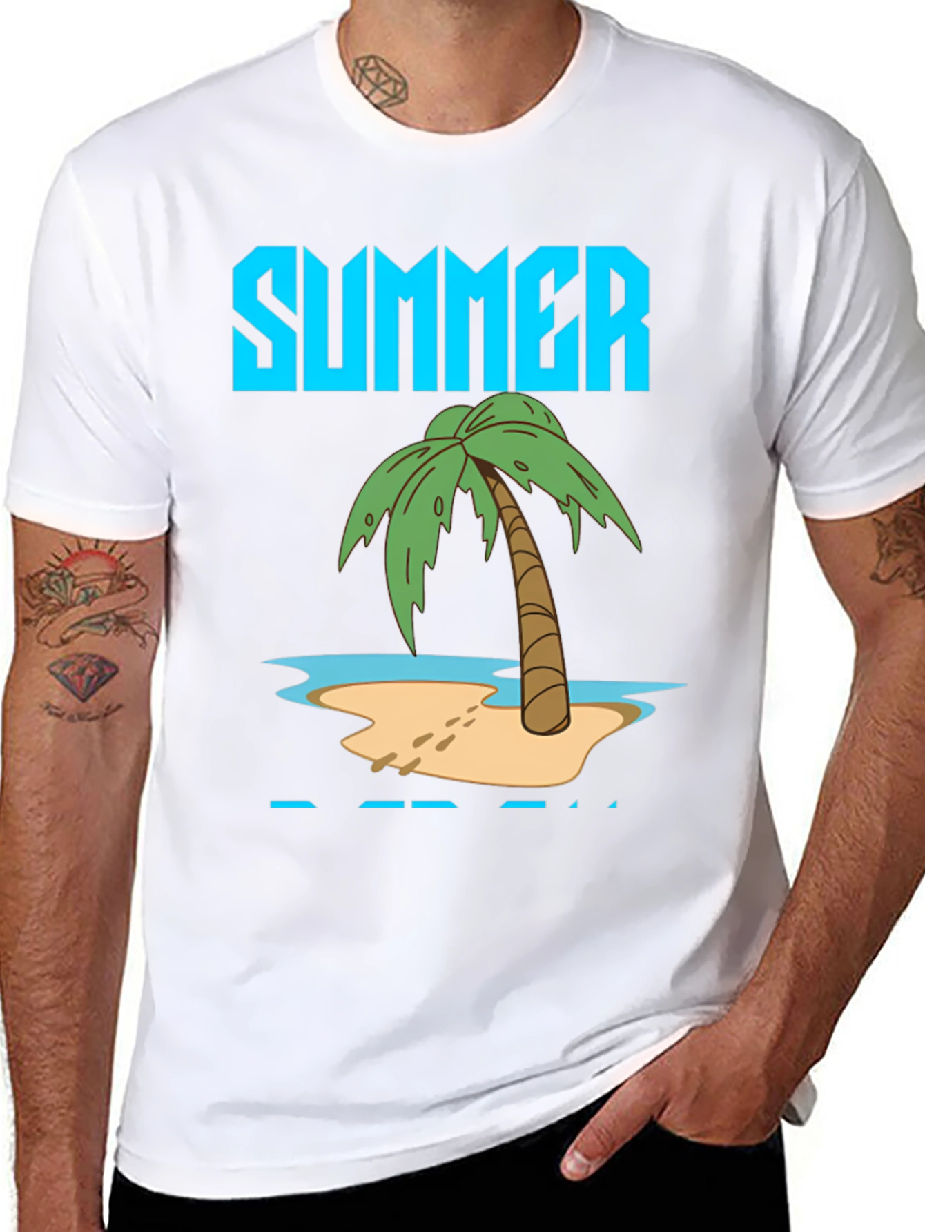 Summer Beach T-Shirt Black Cotton