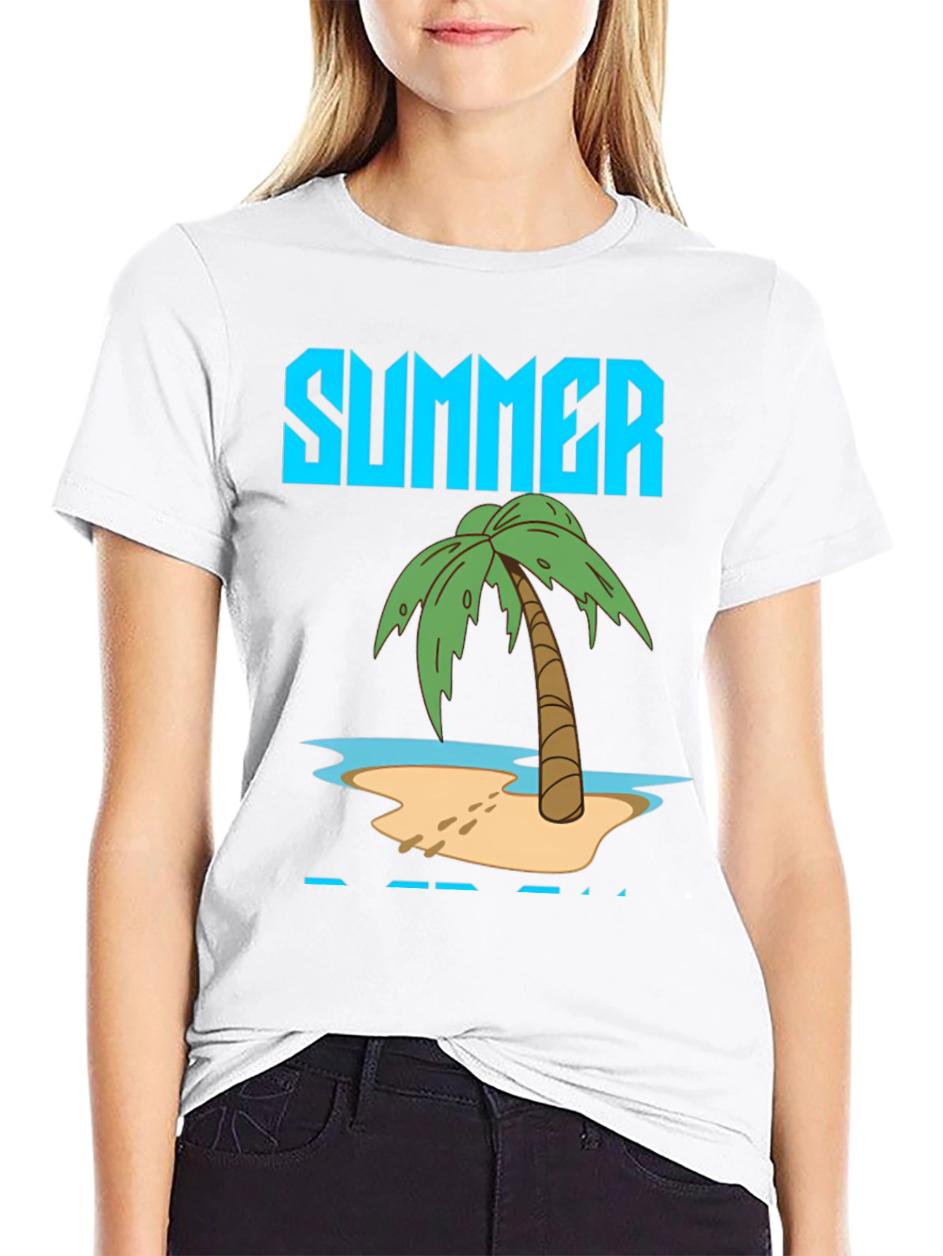 Summer Beach T-Shirt Black Cotton