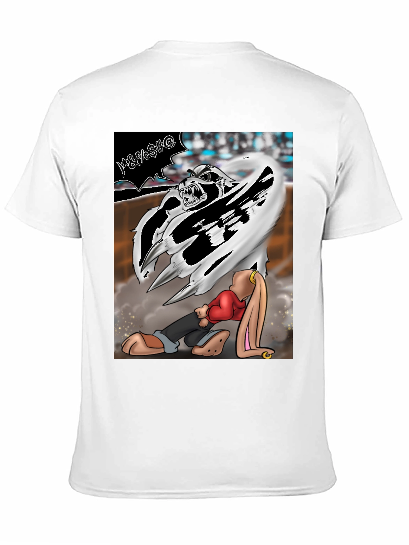 Cartoon Graphic T-Shirt - Fierce Bunny Design