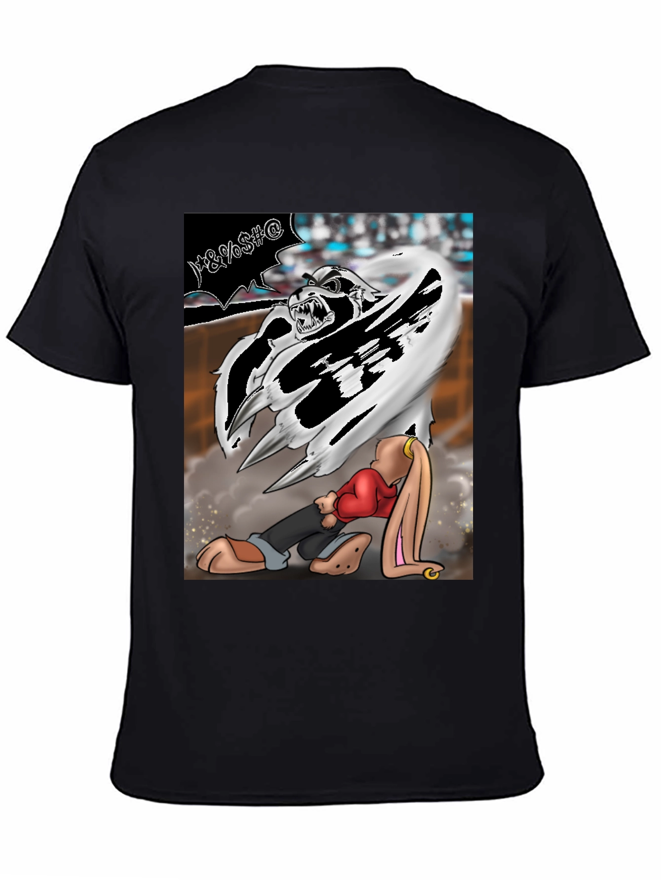 Cartoon Graphic T-Shirt - Fierce Bunny Design