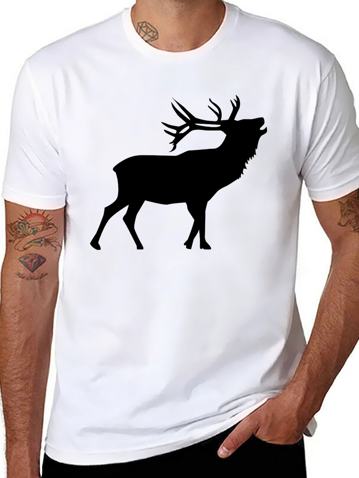 Black Deer Silhouette Graphic Tee
