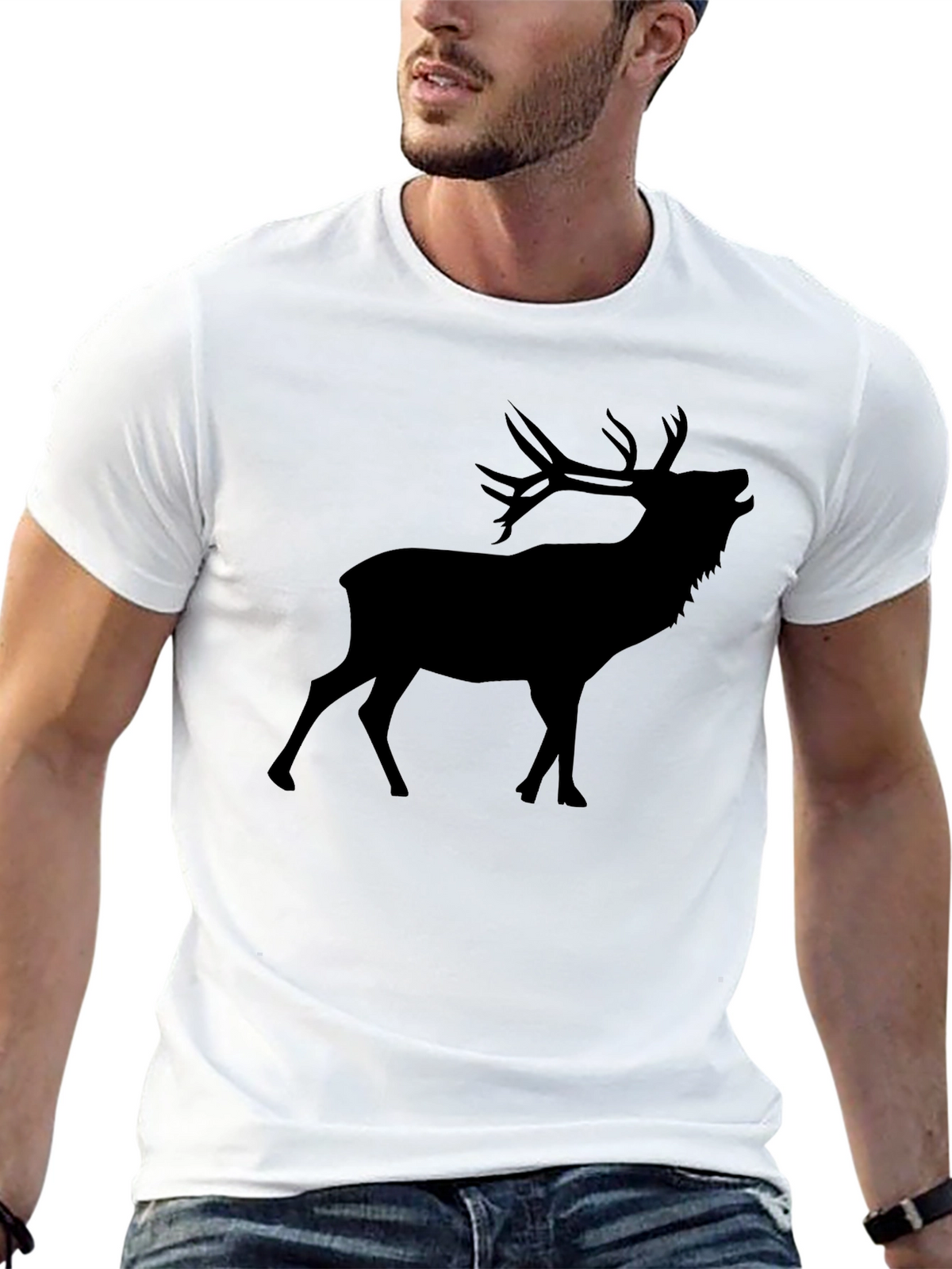 Black Deer Silhouette Graphic Tee