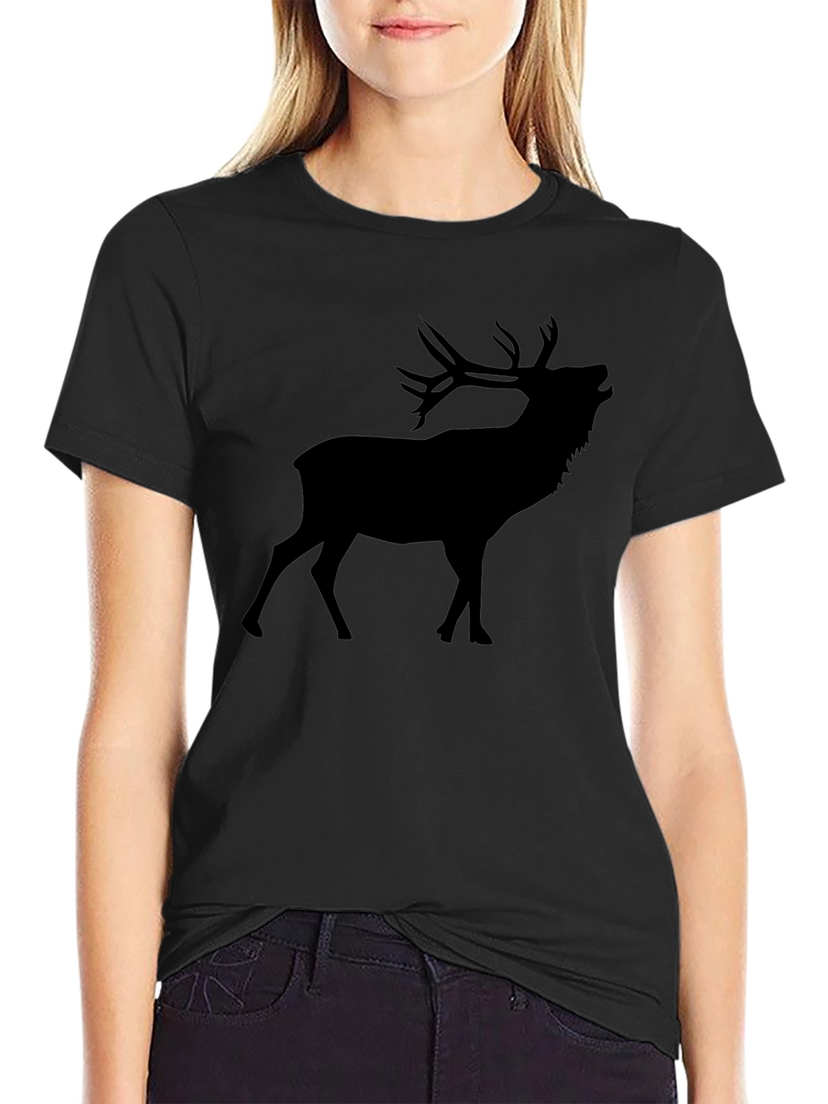Black Deer Silhouette Graphic Tee