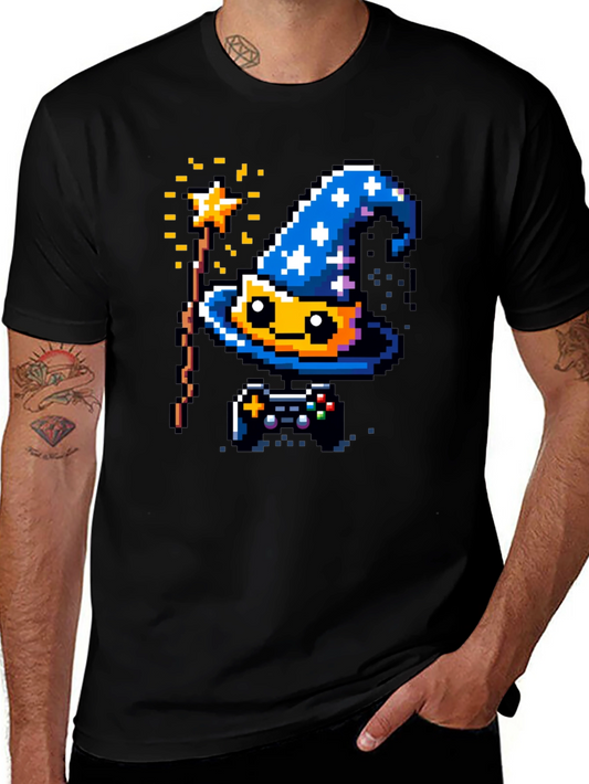 Pixel Wizard Gamer T-Shirt - Retro Style