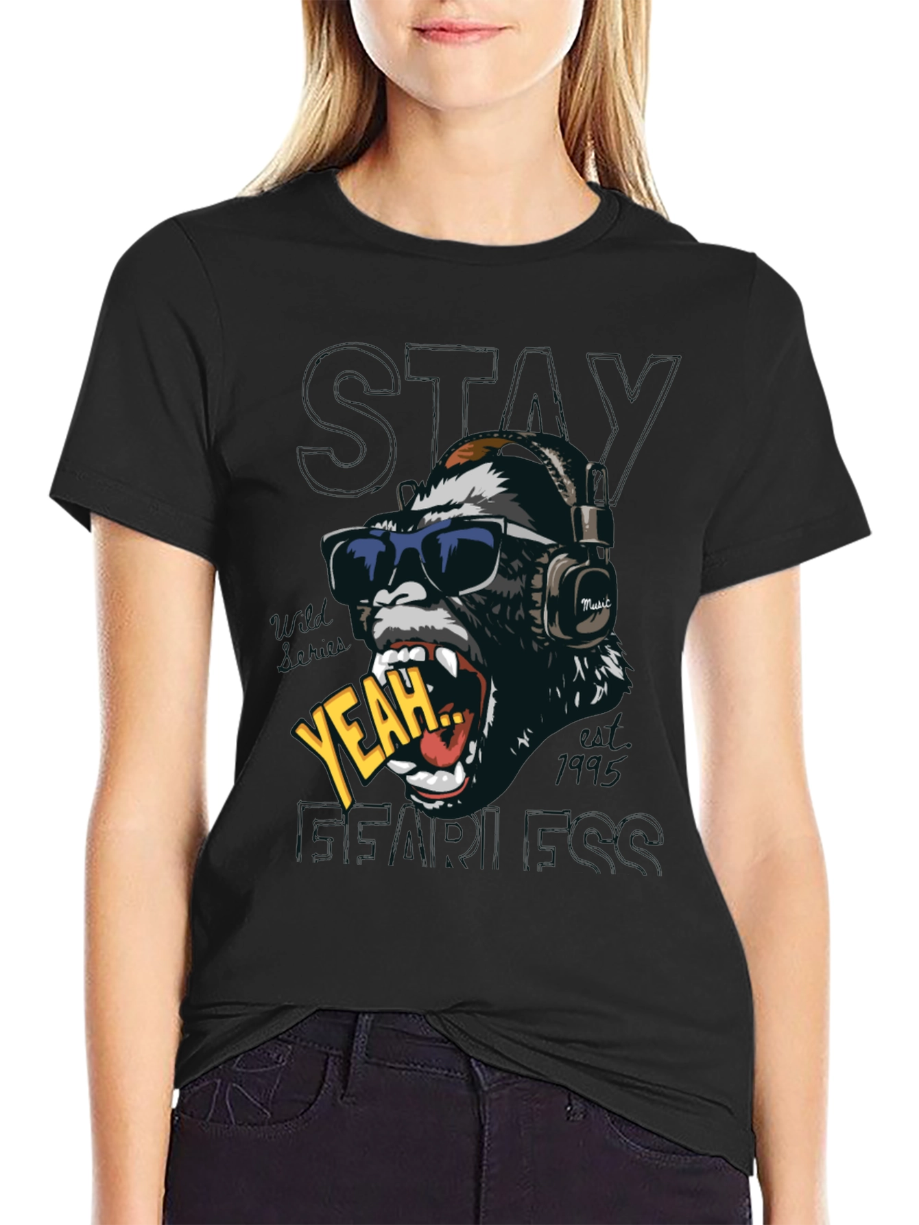 Cool Gorilla Graphic Print T-Shirt