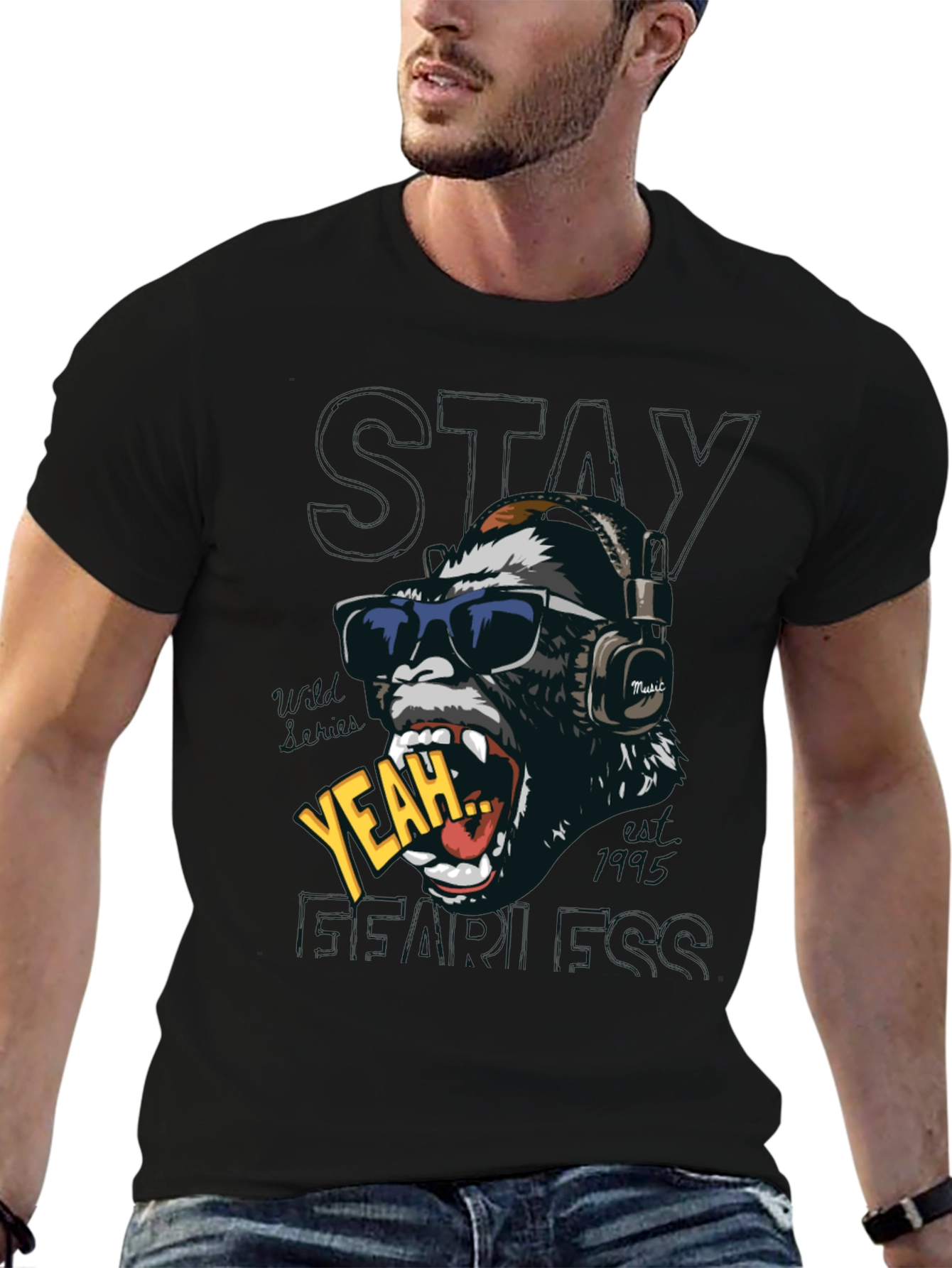 Cool Gorilla Graphic Print T-Shirt