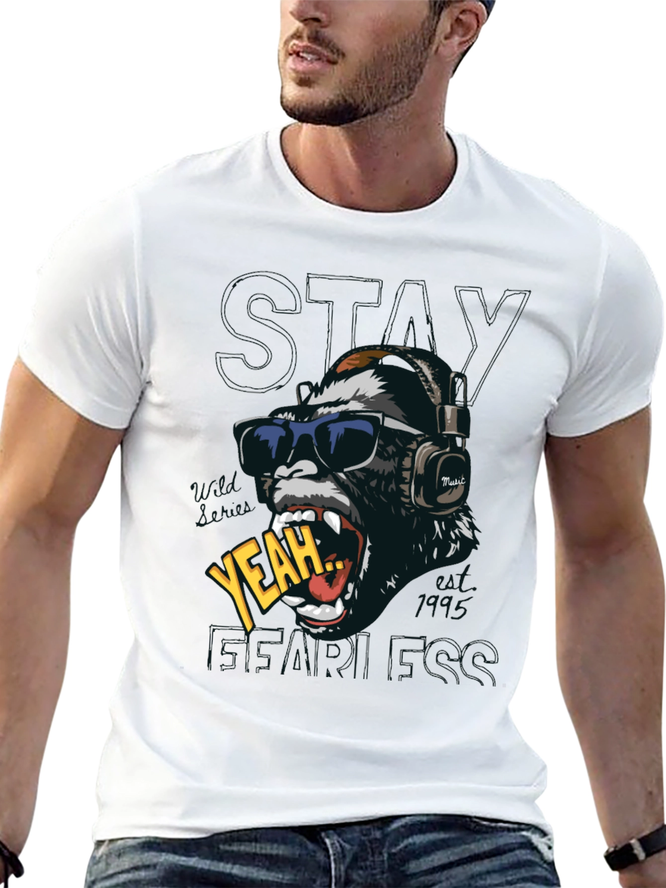 Cool Gorilla Graphic Print T-Shirt